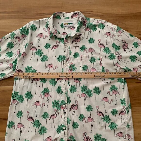 Tipsy Elves Button Up Shirt Men’s Size 2XL Flamingo Palm Trees White Tropical - Picture 2 of 9